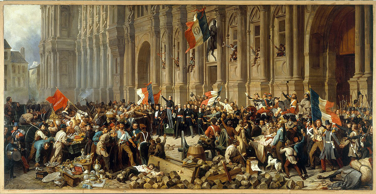 Henri Félix Emmanuel Philippoteaux. Lamartine rechaza la Bandera Roja ante el Hôtel de Ville en 1848
