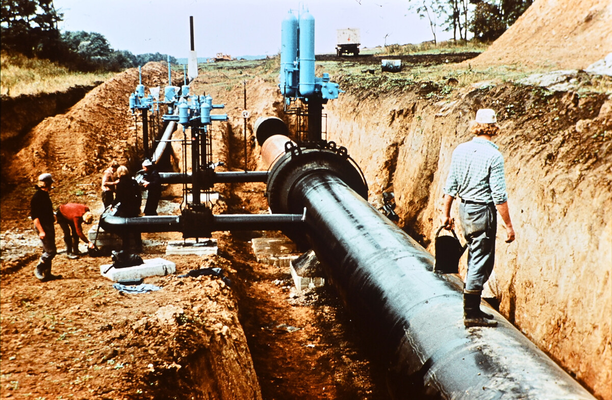 Ukraine soviétique. La ligne de gazoduc appelée Droujba (Amitié), le projet de la Jeunesse libre allemande (FDJ) dans les années 1970