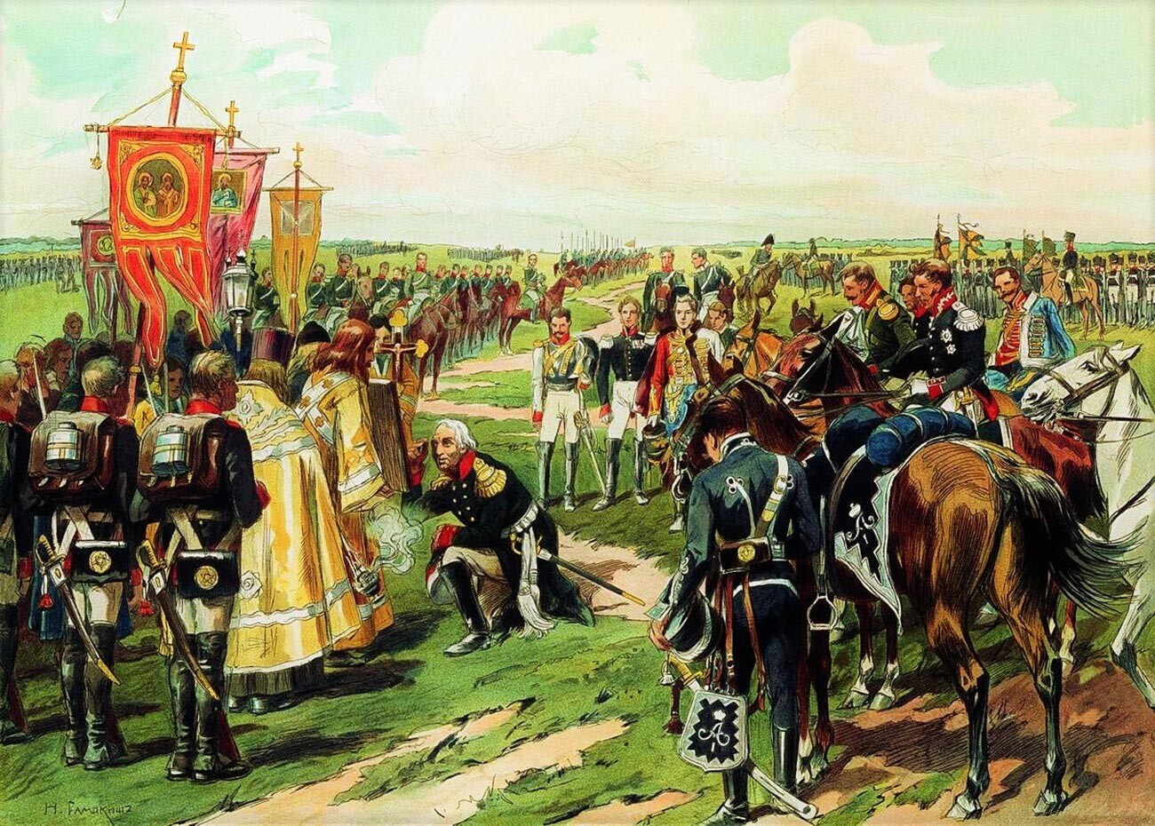 Mikhail Kutuzov sebelum Pertempuran Borodino.