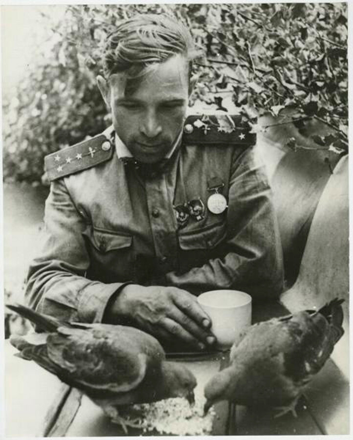 Viktor Popov, navigateur aérien d'un régiment de chasseurs et capitaine, en 1943