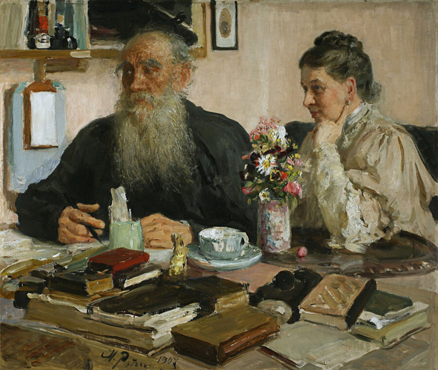  Л.Н. Толстой със съпругата му С.А. Толстая