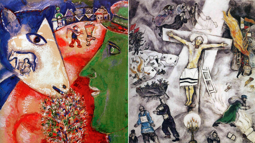 Los cuadros de Marc Chagall: ‘Yo y la aldea’ (MoMA Nueva York), ‘Crucifixión blanca’ (Instituto de Arte de Chicago).