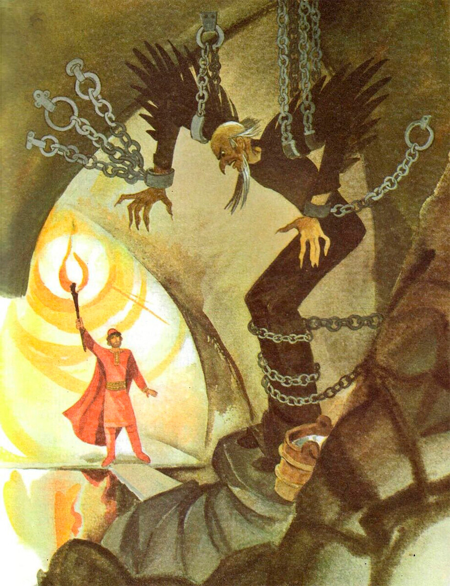 Руска народна сказна „Марја Моревна“, илустрација Тамара Шварјова.

