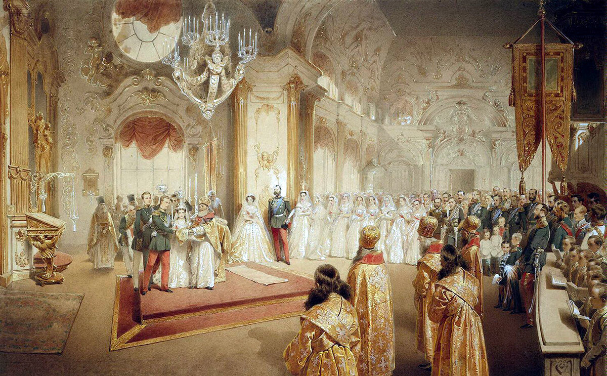 M.Zichy. Wedding of Grand Duke Alexandr Alexandrovich and Maria Feodorovna