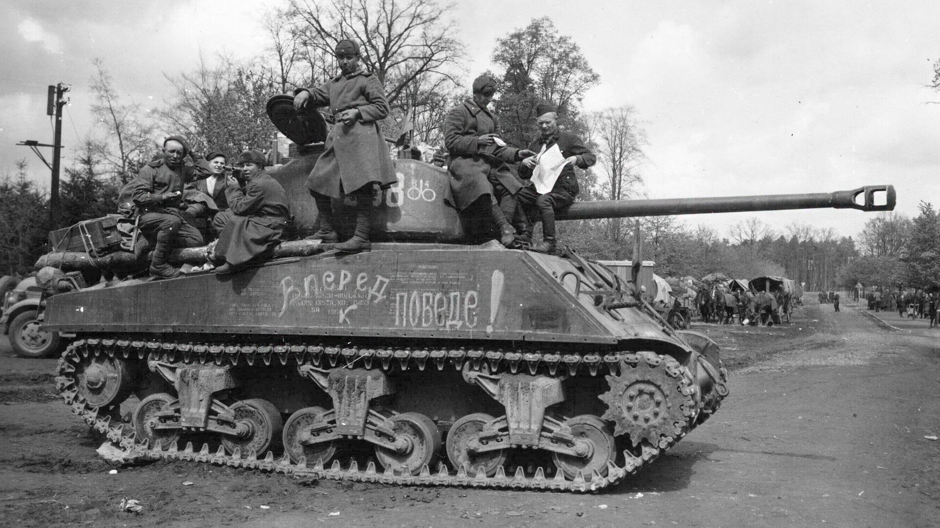 Tank v Grabowu v Nemčiji, 3. maj 1945