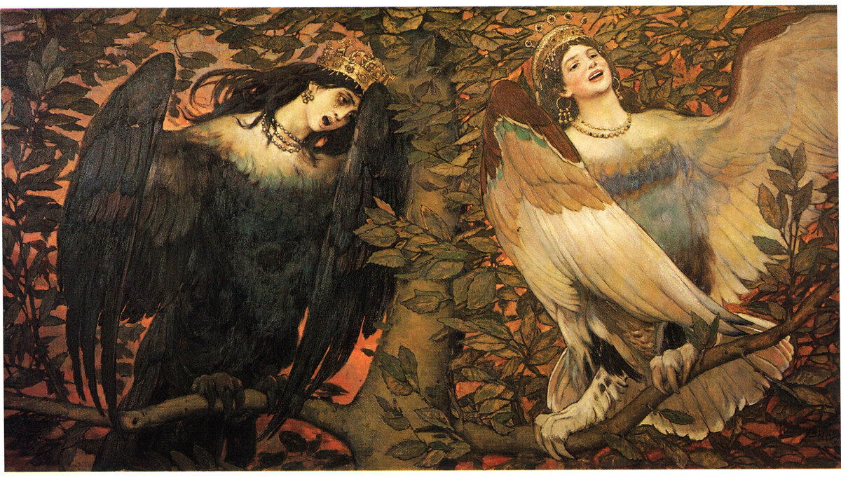 La Sirine et l'Alkonost. Oiseaux de la joie et de la tristesse, 1896, par Viktor Vasnetsov
