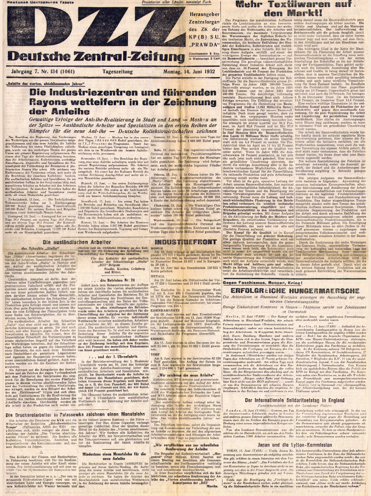 Deutsche Zentral-Zeitung (Ausgabe vom 14. Juni 1932)