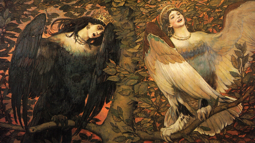 Sirin e Alkonost. Aves da alegria e da tristeza, 1896, Viktor Vasnetsov.