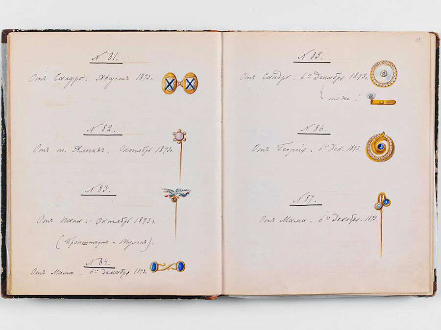 Un álbum especial de Nicolás II dibujando sus joyas
