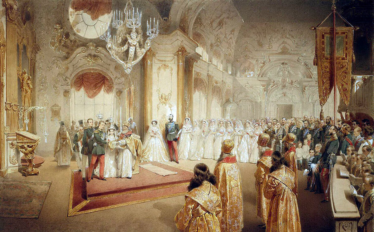 M.Zichy. Pernikahan Grand Duke Alexandr Alexandrovich dan Maria Feodorovna
