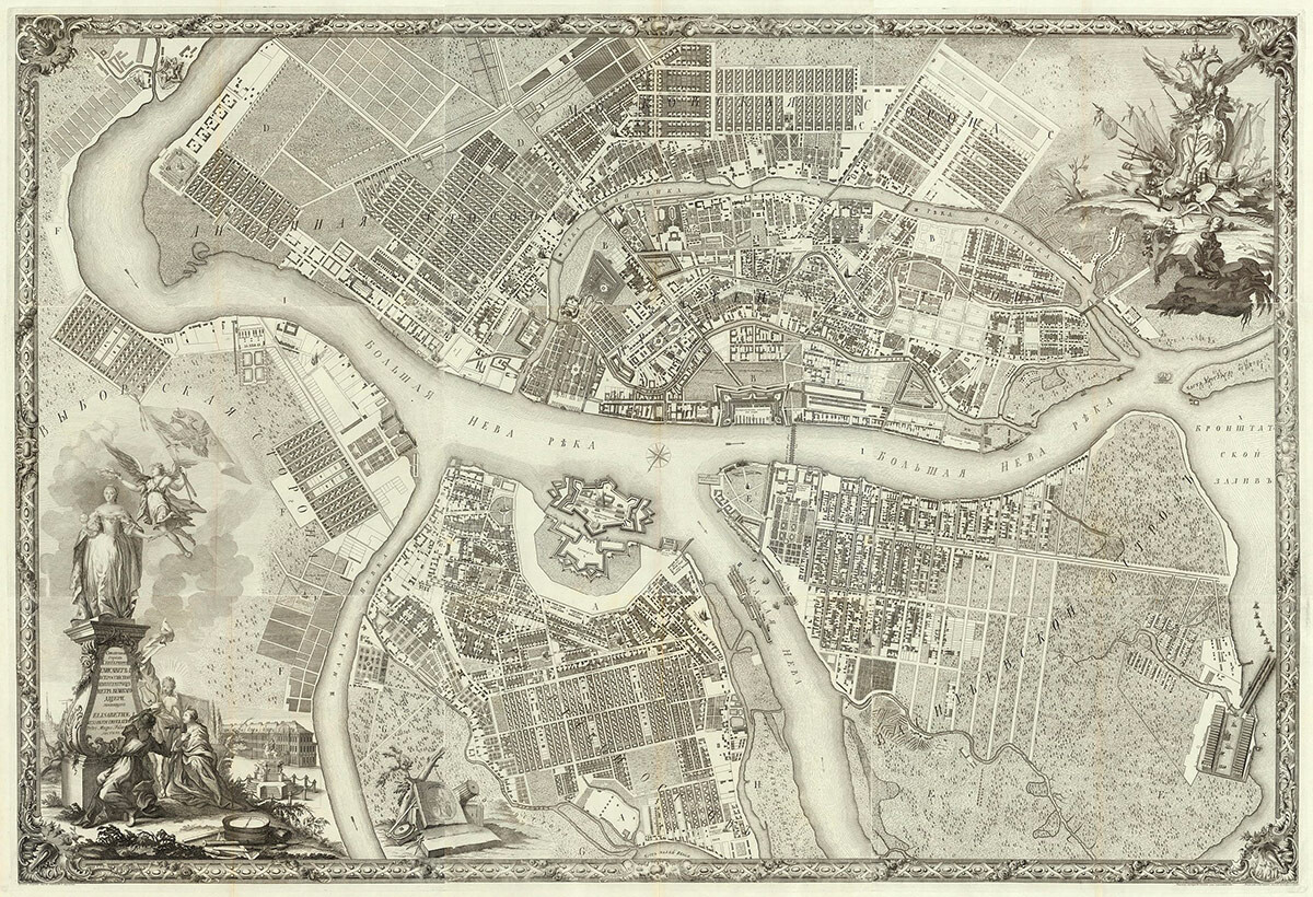 Карта Санкт Петербурга 1753. Михаил Махајев