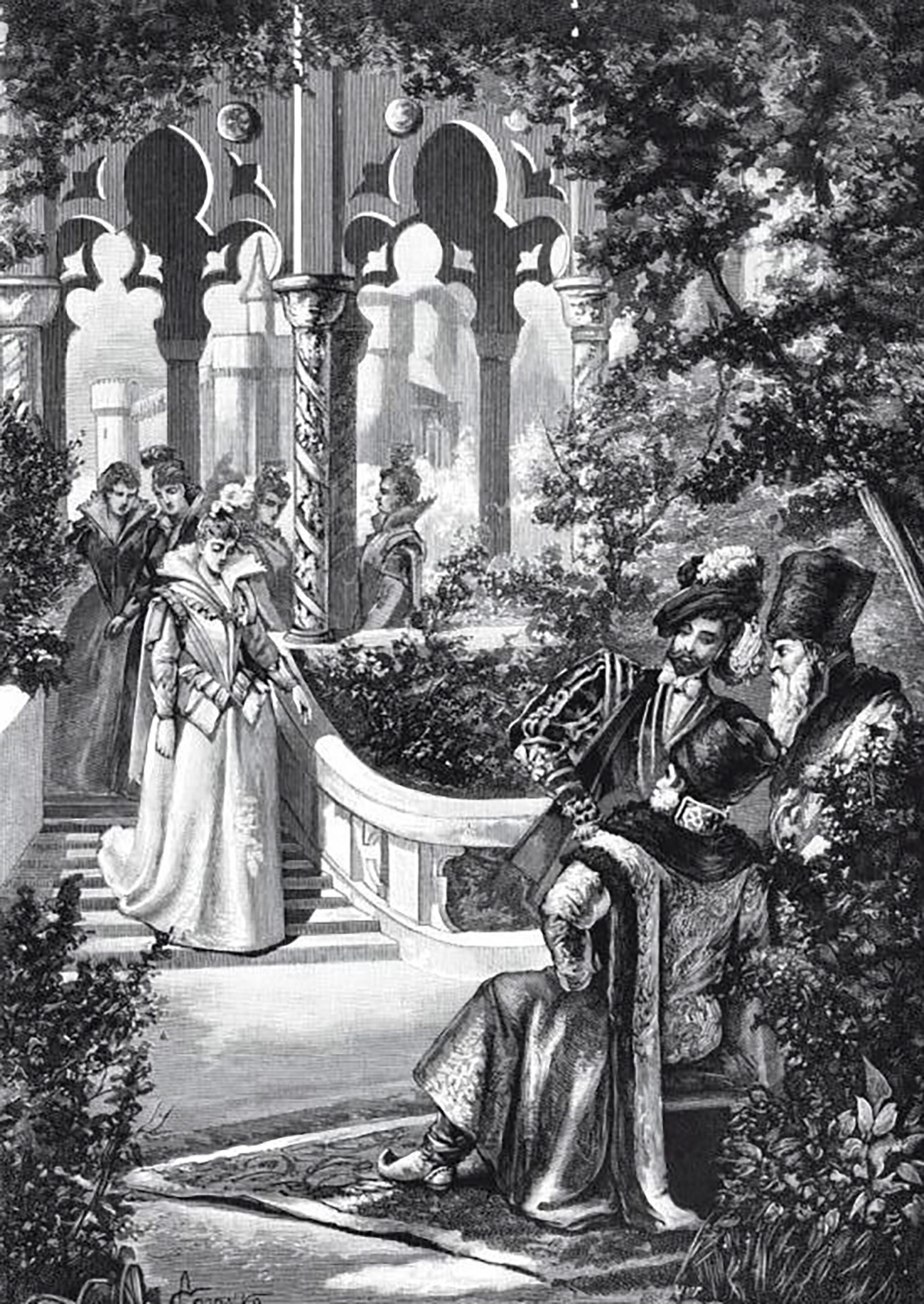 Embaixador de Ivan vê a noiva do tsar na Inglaterra.