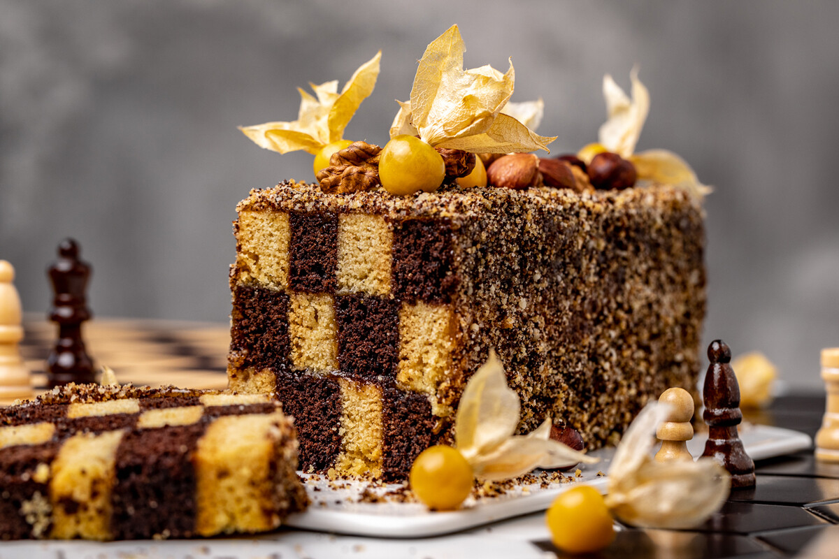 Bolos, Travessuras & Companhia: Bolo de Xadrez (xeque-mate à pastor)