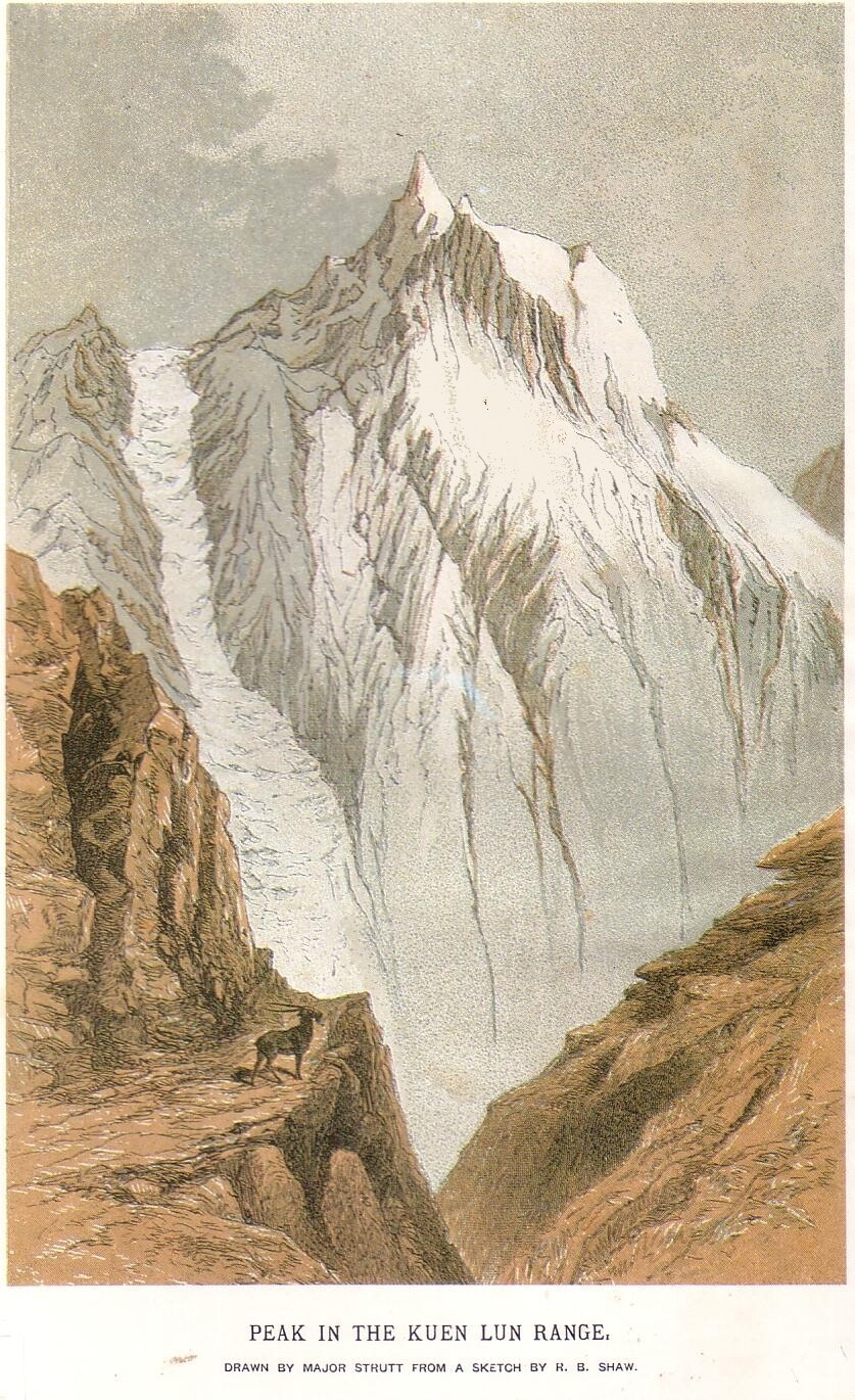 Ilustración de un pico en los montes montes Altyntag.