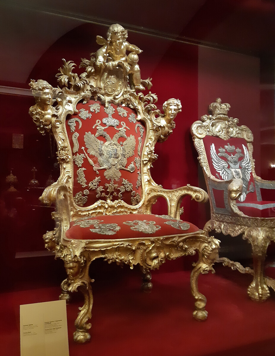 Throne of Elizabeth in the Armoury Chamber of Moscow Kremlin