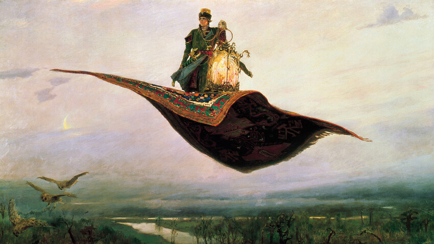 Eine Darstellung des russischen Volkshelden Iwan Zarewitsch auf dem fliegenden Teppich
