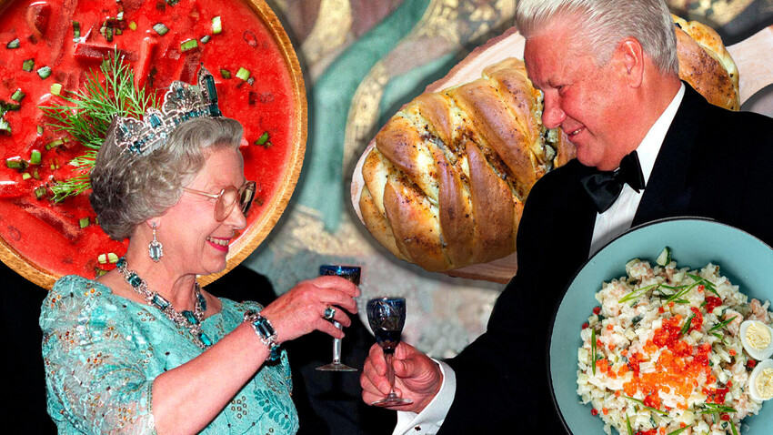 The Queen Elizabeth II and Boris Yeltsin, the first Russian president.