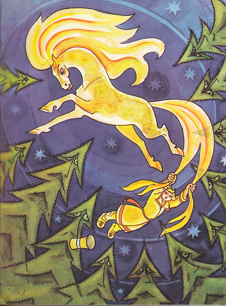 Illustration pour le conte de fées Le Petit Cheval bossu par Dmitri Brioukhanov