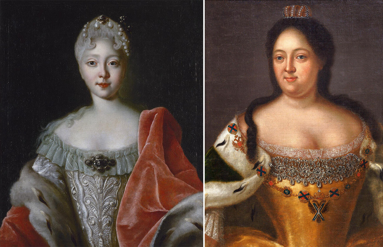 Velika kneginja Elizabeta Petrovna (lijevo); carica Anna Ivanovna (desno)