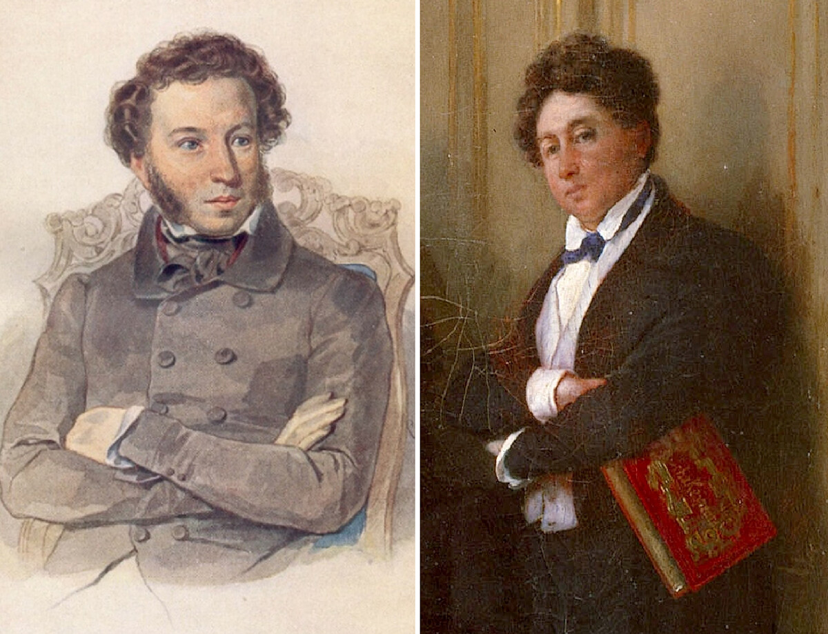 Portrait d'Alexandre Pouchkine, 1836, par Piotr Sokolov / Alexandre Dumas, 1847, par Francois Joseph Heim