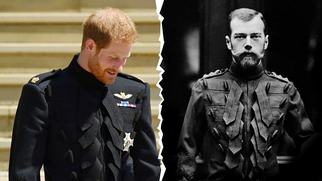 Prince Harry at his wedding day, 2018; Nicholas II in Balmoral, 1896