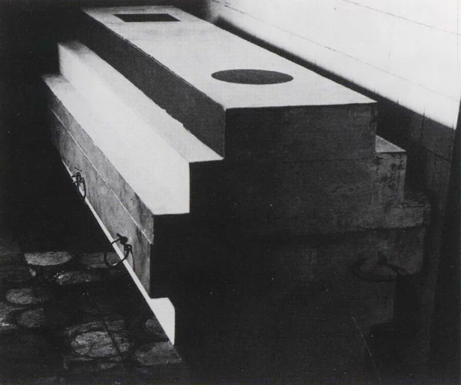 Kazimir Malevich's coffin, with 'Black Circle' and 'Black Square'