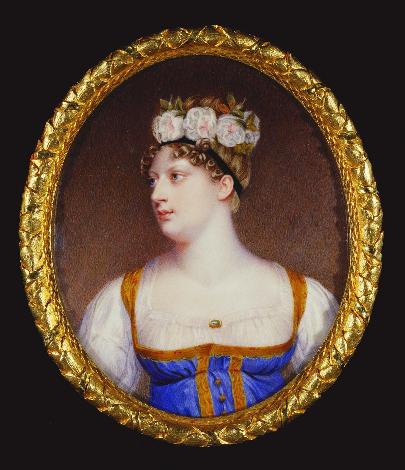 Putri Charlotte dari Wales oleh Henry Collen. Potret miniatur ini bertanggal 1861.