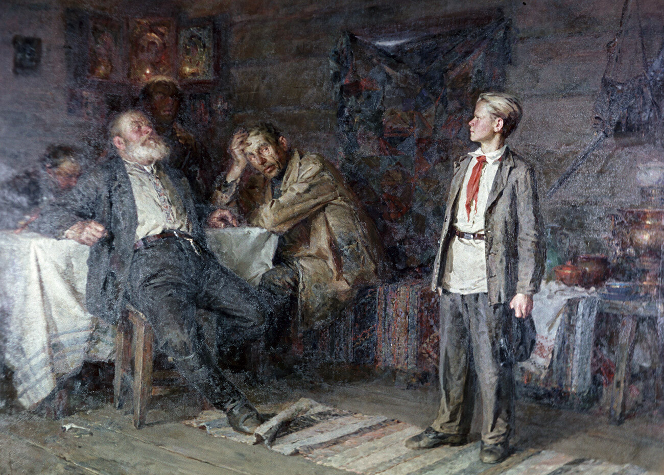Репродукција на сликата „Павлик Морозов“ на уметникот Никита Чебаков, 1952.
