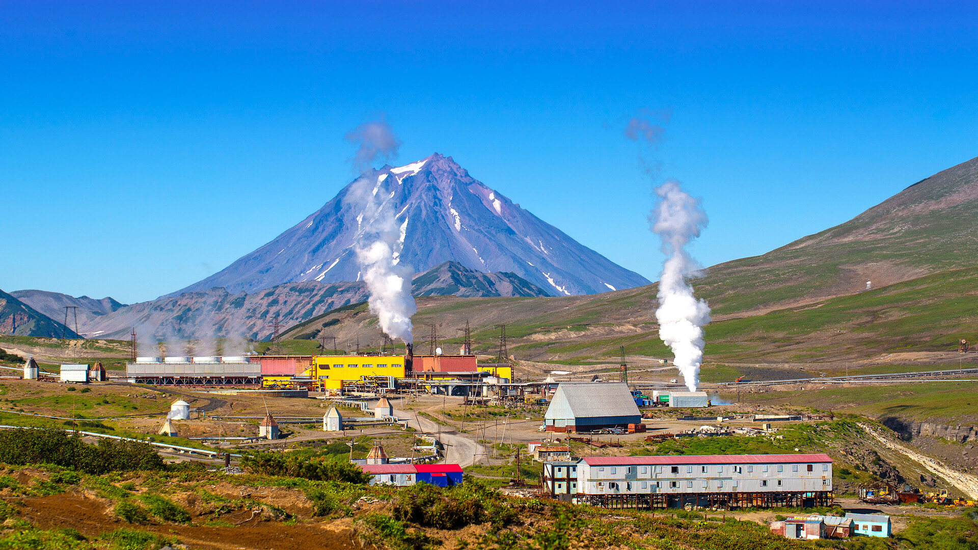 Mutnovskaya geothermal power station in Kamchatka.