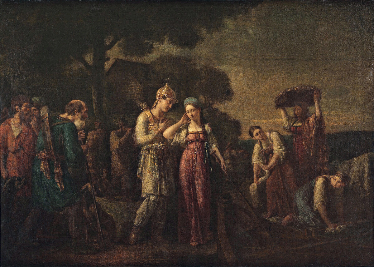 Първата среща на княз Игор с Олга, 1824, худ. Василий Сазонов
