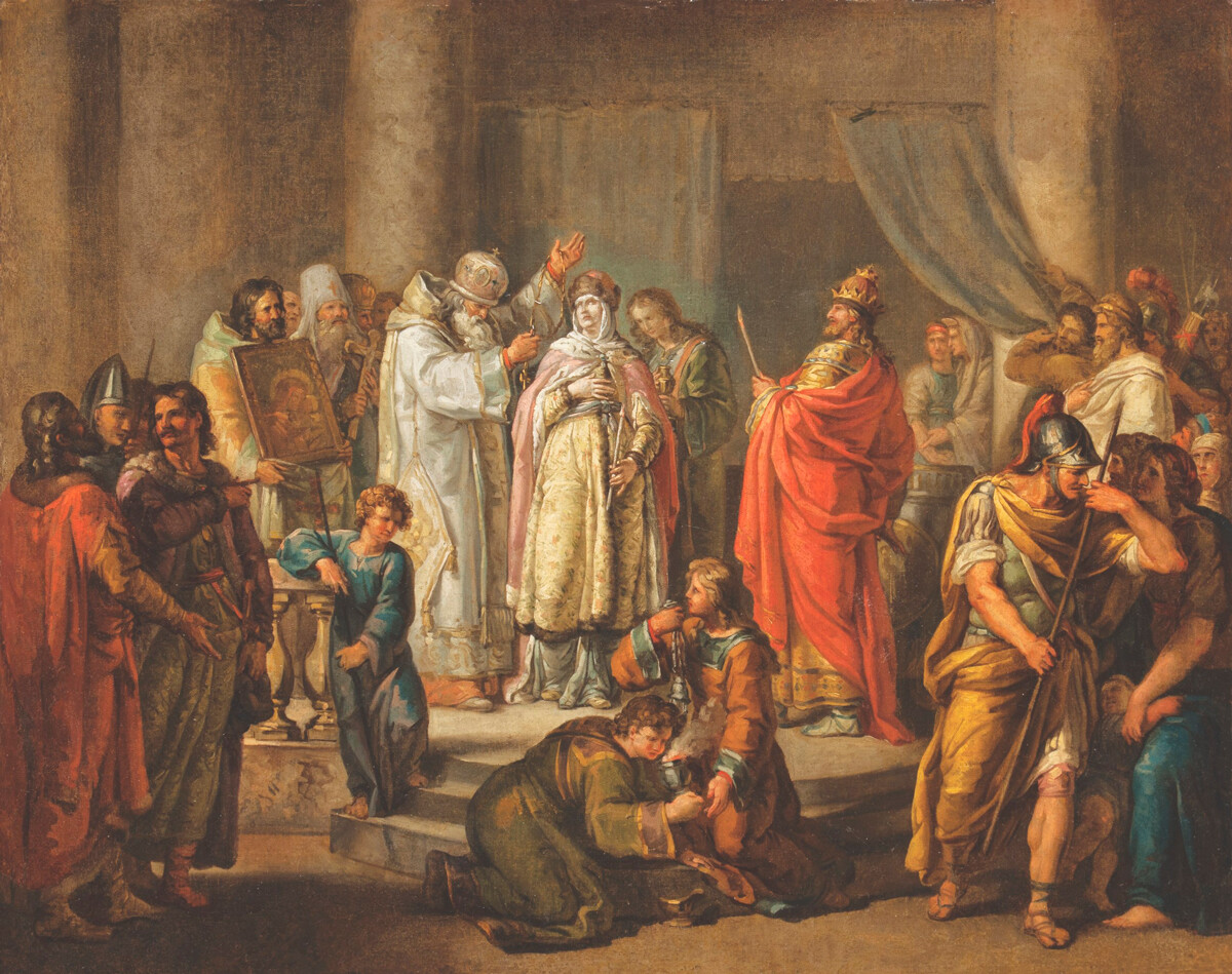 Кръщението на княгиня Олга, 1792 г., худ. Иван Акимов