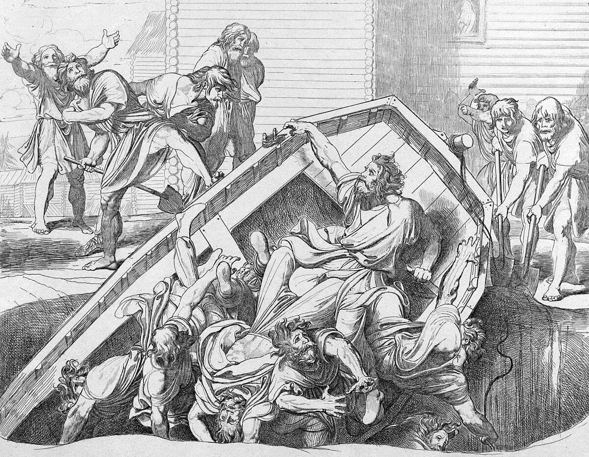 La prima vendetta di Olga sui drevljani, di Fjodor Bruni, 1839