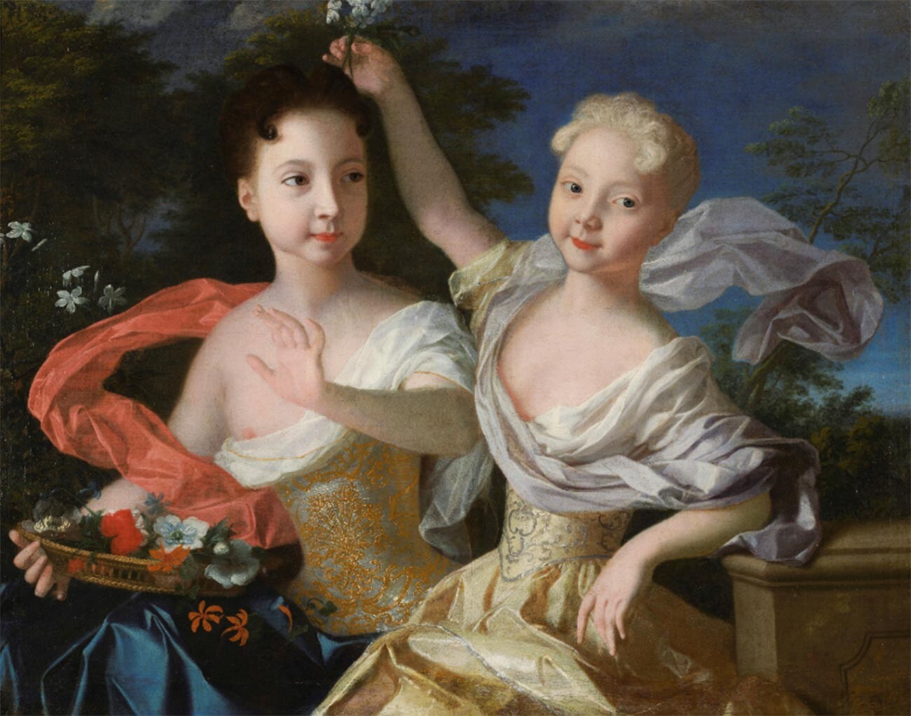 Anna Petrowna und Elizaveta Petrowna, Töchter von Peter dem Großen, um 1717
