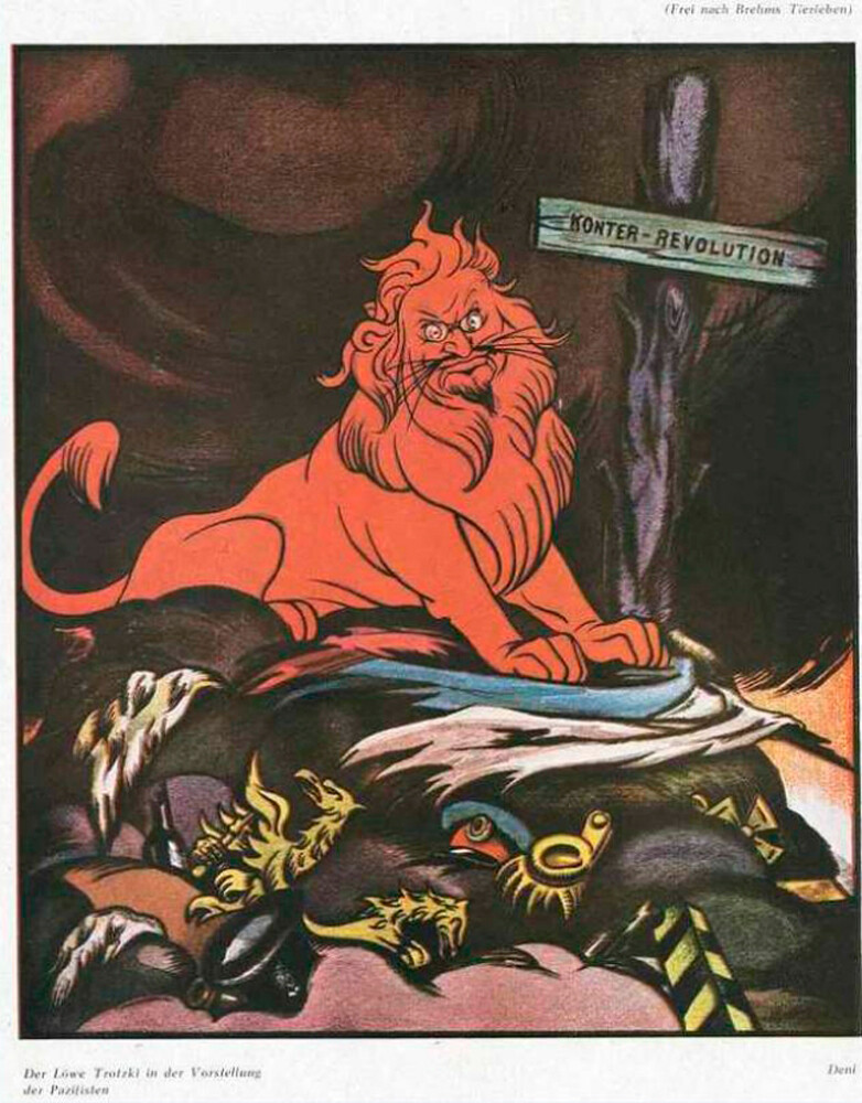 Trotski en la tumba de la contrarrevolución. Cartel soviético, 1922 