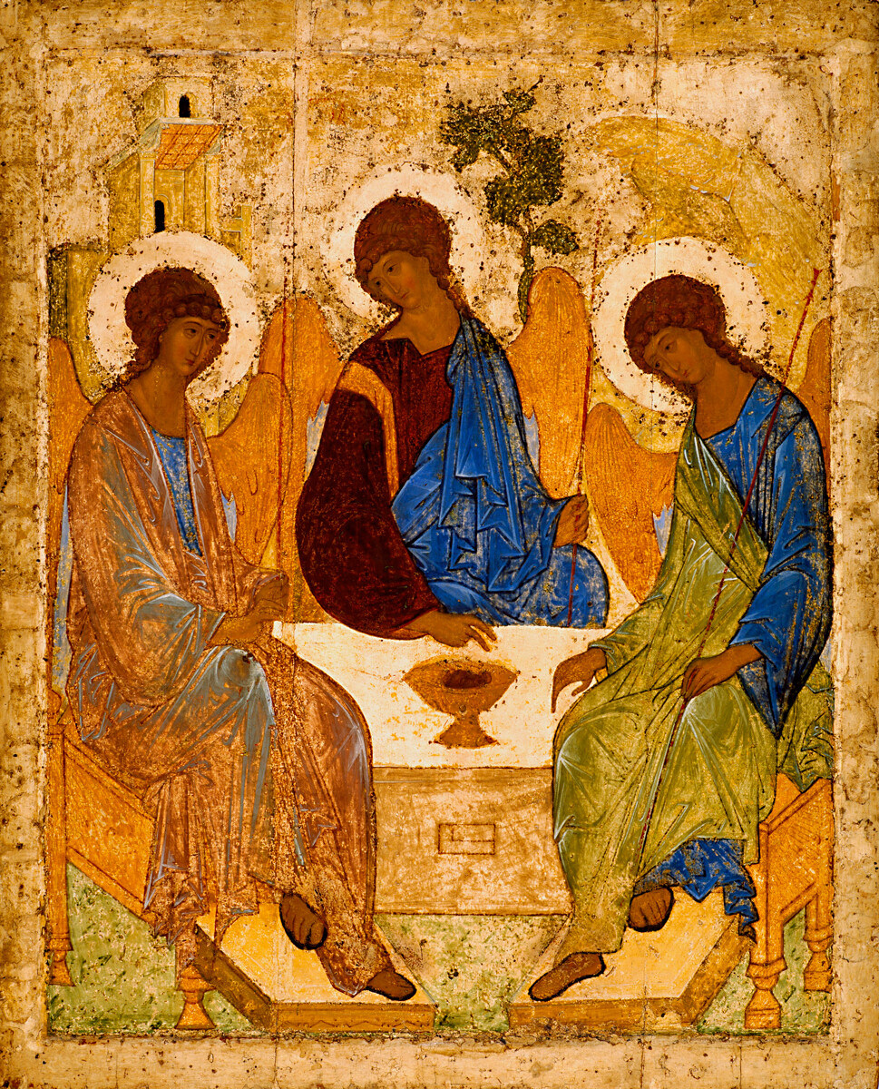 Lukisan ikon “Tritunggal” oleh Andrei Rublev.
