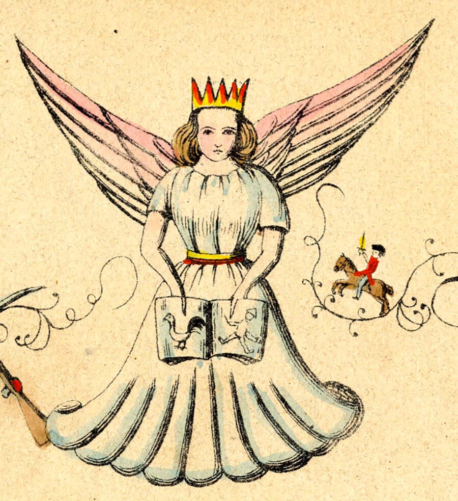Christkind mit Bilderbuch. Ausschnitt aus der Erstausgabe des Struwwelpeter (1845)