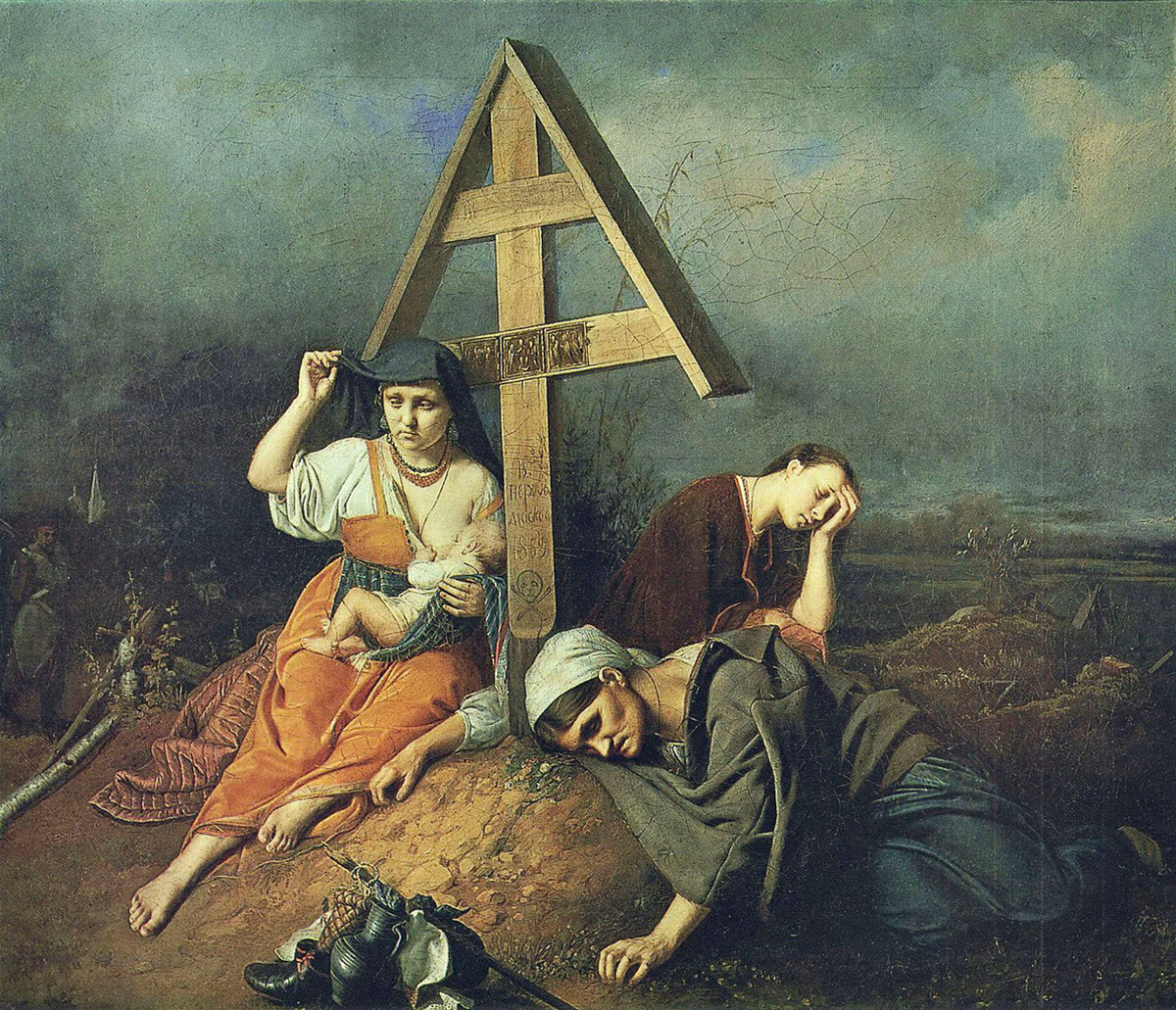 Scène sur une tombe par V. Perov, 1859
