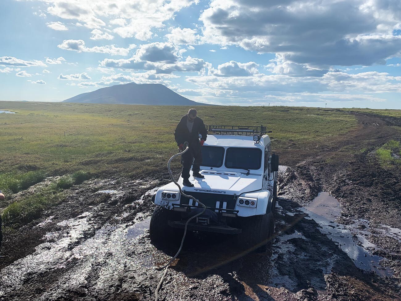 A trip to sopkas outside Anadyr in August. Yes, this ATV stuck in the mud.