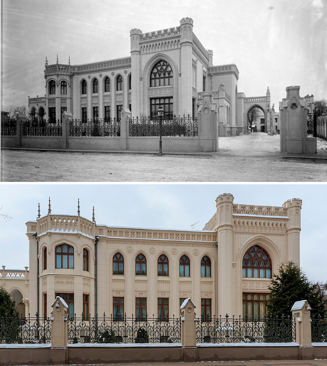 Zinaida Morozova’s Mansion in 1898 and now.