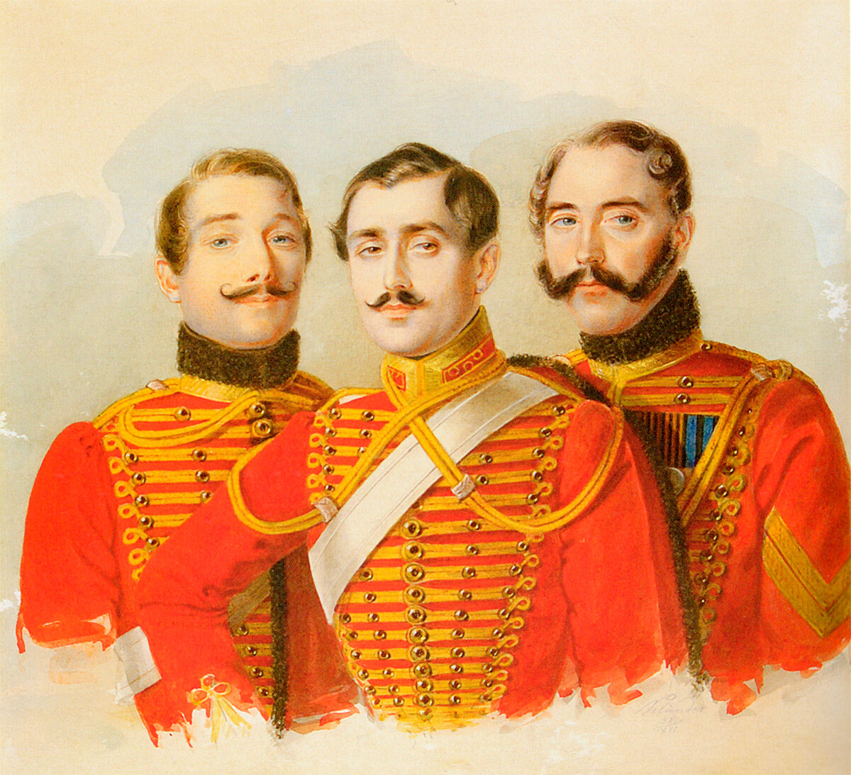 Oficiales del Regimiento de Húsares Guardavidas, 1838, Museo Histórico Militar de Artillería, Ingenieros y Cuerpo de Señales (San Petersburgo) 
