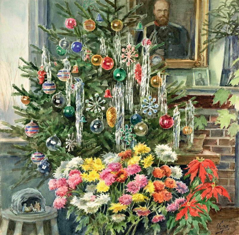 A watercolor painting by Grand Duchess Olga, the daughter of Emperor Alexander III