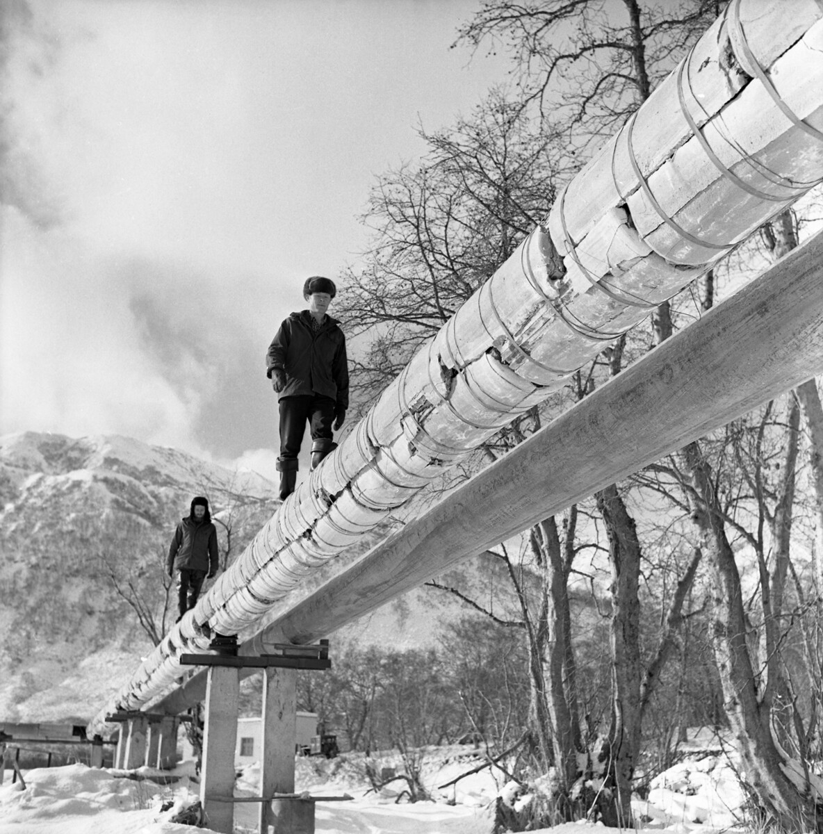 Das geothermische Kraftwerk bei Paratunka, 1968.
