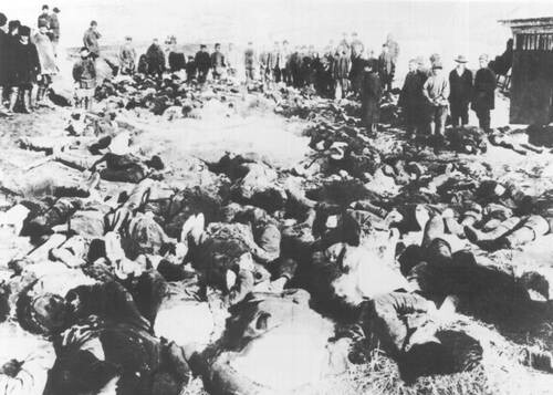 Víctimas de la ejecución en el Lena (al parecer, las fotos fueron tomadas por el jefe de estación de las minas Gromovski, incautadas por el Rt. Treshchénkov, pero se salvaron y fueron a la imprenta). 