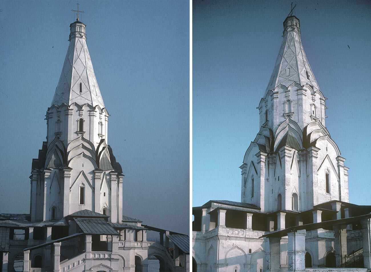 Left: Church of the Ascension. West view. March 29, 1980.
Right: Southwest view. January 13, 1984.