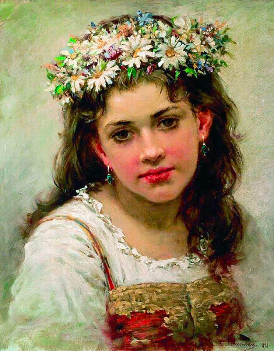 コンスタンチン・マコフスキー、「少女の頭」、1889年