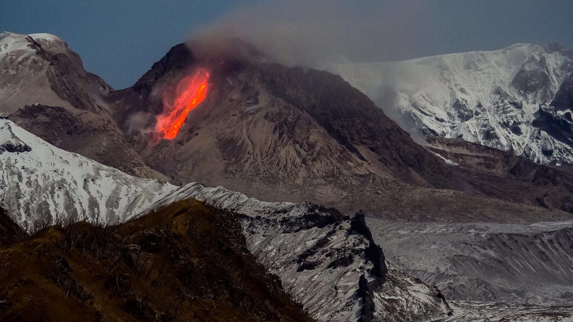 Vulkan Šiveluč na Kamčatki