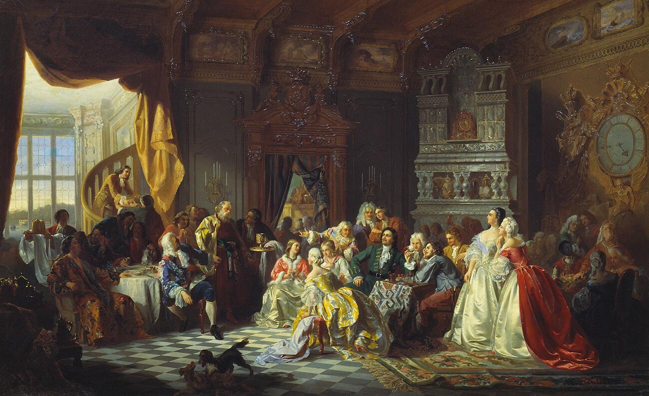 『ピョートル大帝時代の宴会』、1858年