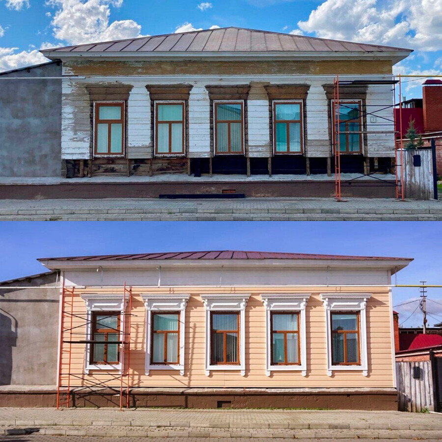 Sebelum dan sesudah: rumah di Yelabuga.