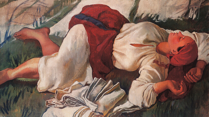 "A sleeping peasant woman" by Zinaida Serebryakova, 1917
