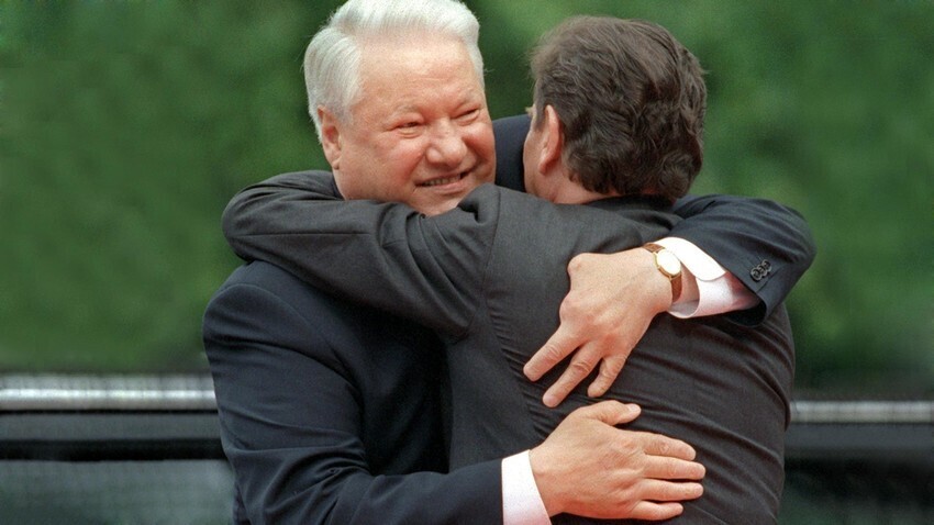 Borís Yeltsin y Gerhard Schroeder 
